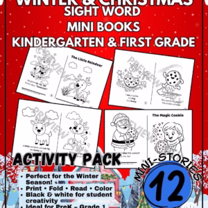 Winter & Christmas Sight Word Mini Books | Kindergarten & First Grade | Print & Fold Readers