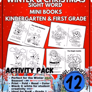 winter & christmas sight word mini books | kindergarten & first grade | print & fold readers