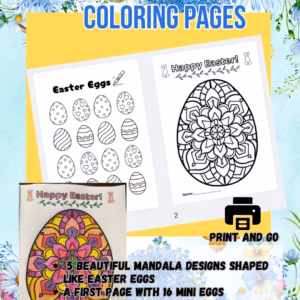 easter egg coloring pages – mandala printables for kids – spring activity