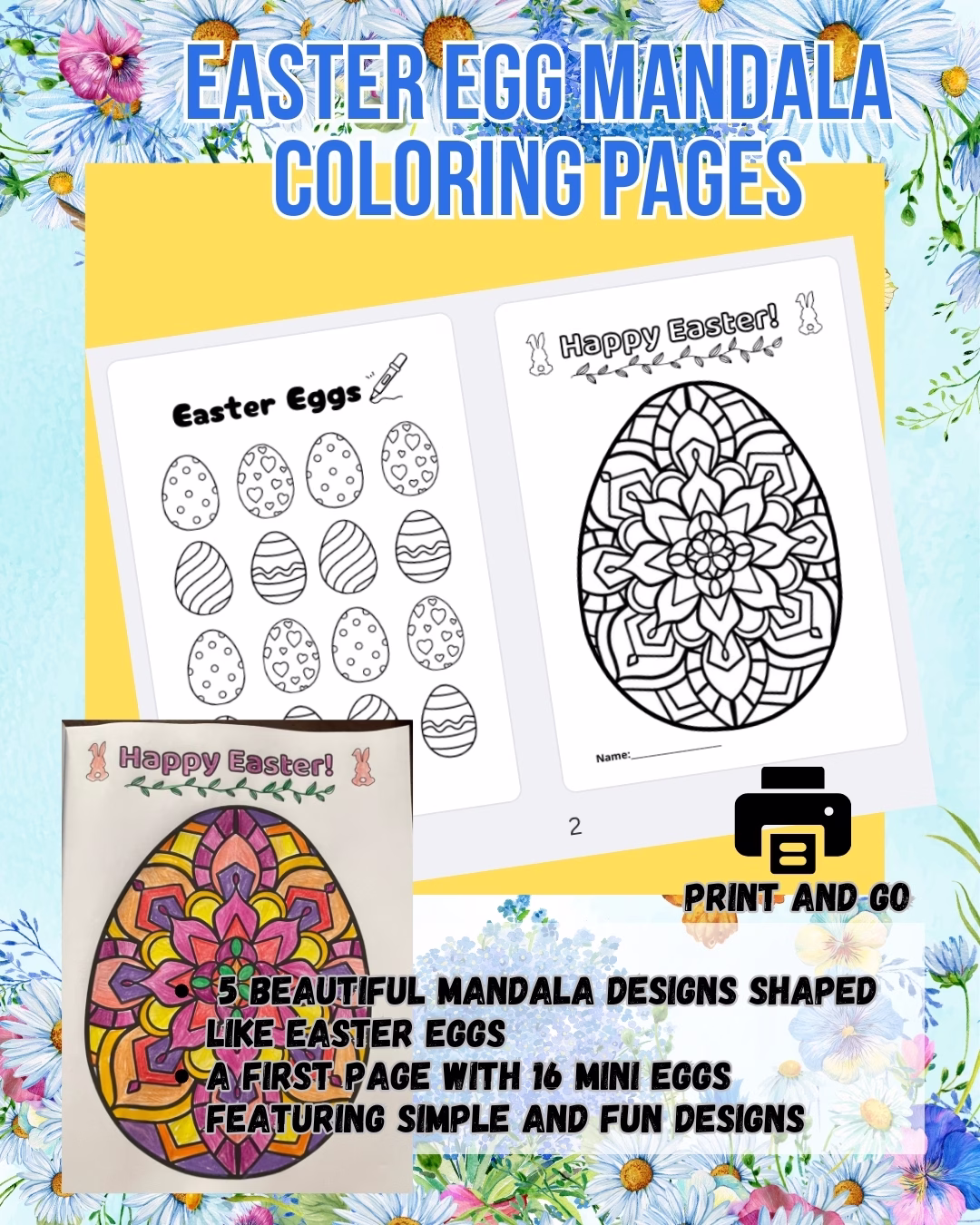easter egg coloring pages – mandala printables for kids – spring activity