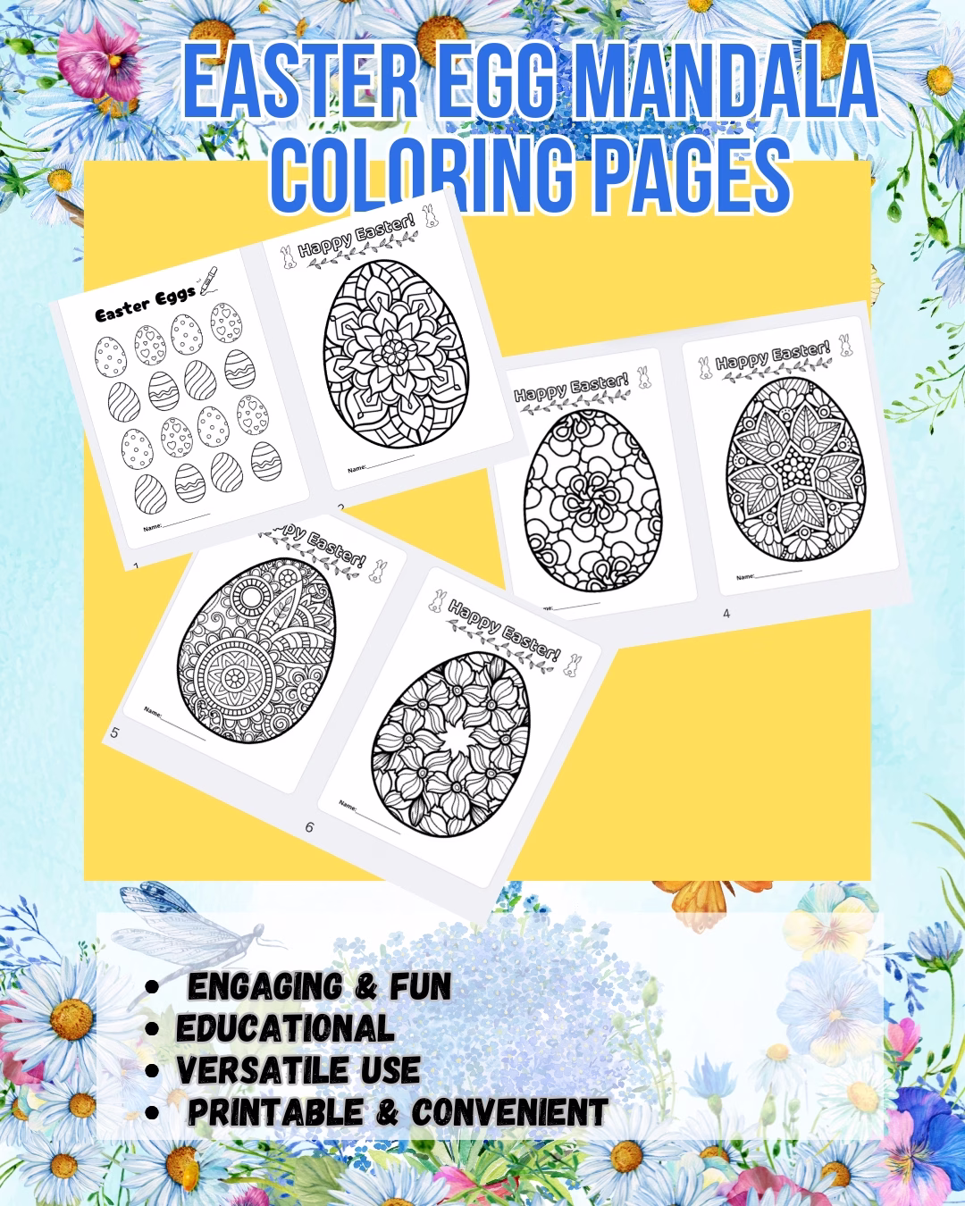 easter egg coloring pages – mandala printables for kids – spring activity