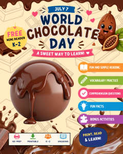 🍫 World Chocolate Day Activities for Kids (Free Mini Reader K–2)